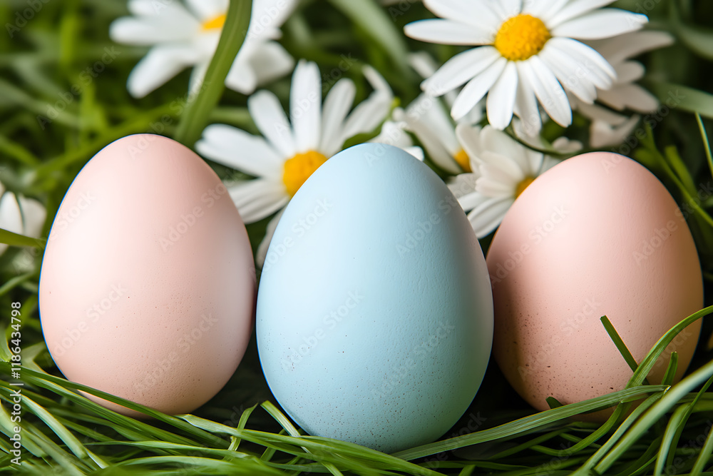 A vibrant Easter-themed background featuring colorful eggs, blooming spring flowers, lush green grass, and soft pastel tones, creating a cheerful and festive atmosphere A vibrant Easter-themed background featuring colorful eggs, blooming spring flowers, lush green grass, and soft pastel tones, creating a cheerful and festive atmosphere