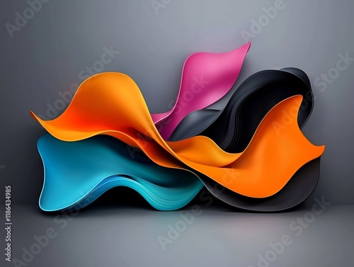 Vibrant Psychedelic Abstract Shapes with Undulating Prismatic Neon Colors   Surreal Digital Artwork with Dynamic Contemporary Design and Futuristic Composition