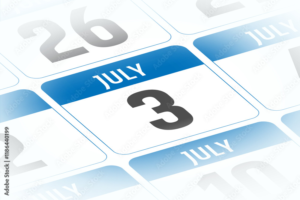 3 July calendar day vector illustration 3 July calendar day vector illustration