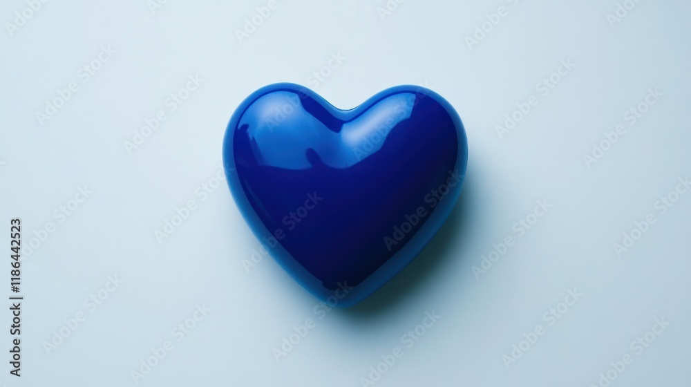 Glossy Blue 3D Heart on Light Background Glossy Blue 3D Heart on Light Background
