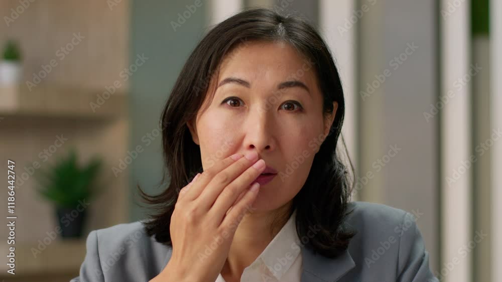 Shocked Asian business woman Korean Chinese Japanese female businesswoman female girl shock face emotions surprise open mouth astonish excited manager in office wonder stunned expression amazing news Shocked Asian business woman Korean Chinese Japanese female businesswoman female girl shock face emotions surprise open mouth astonish excited manager in office wonder stunned expression amazing news