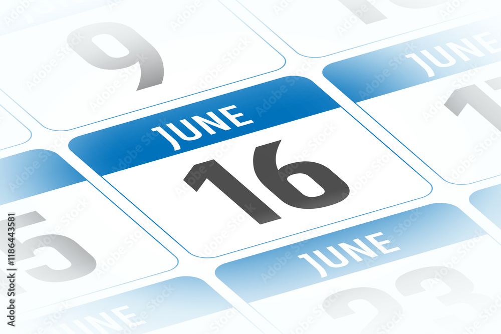 16 June calendar day vector illustration 16 June calendar day vector illustration