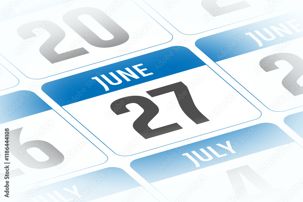 27 June calendar day vector illustration 27 June calendar day vector illustration