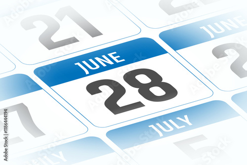 28 June calendar day vector illustration
