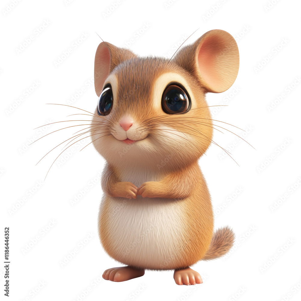 Obraz premium Adorable 3D Cartoon Degu Character on transparent background for Fun Illustrations and Creative Projects