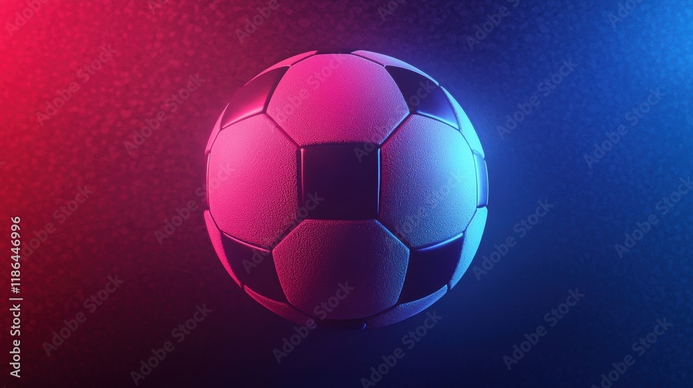 Obraz premium Vibrant Soccer Ball on Colorful Background with Lighting Effects