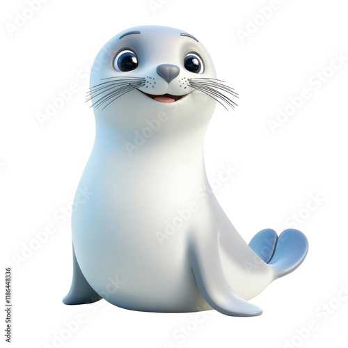 Cute Cartoon Seal Icon in 3D Style with Harp on transparent background for Playful and Creative Designs photo