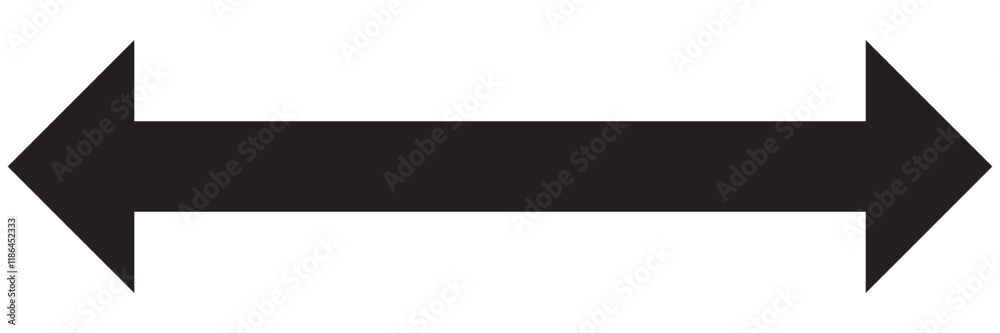 Horizontal dual thin long straight double ended arrow red. Contour isolated vector image on white background in Horizontal dual thin long straight double ended arrow red. Contour isolated vector image on white background in