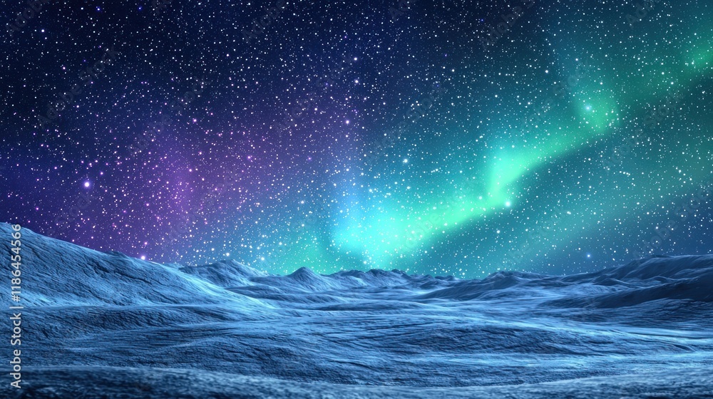 Fototapeta premium Aurora Borealis Over Snowy Landscape