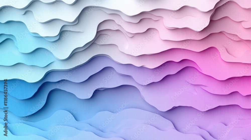 Fototapeta premium Colorful Fluid Space Background with Dimensional Waves in Shades of Blue, Pink, and White for Creative Use in Art and Design Projects