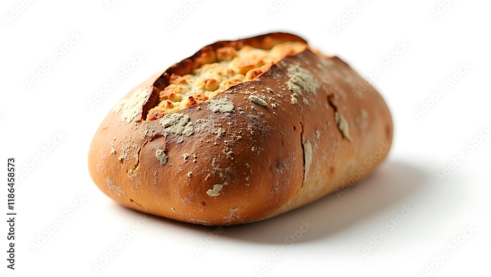 Rustic Crusty Artisan Bread Loaf, Golden Brown, Home Baked Rustic Crusty Artisan Bread Loaf, Golden Brown, Home Baked