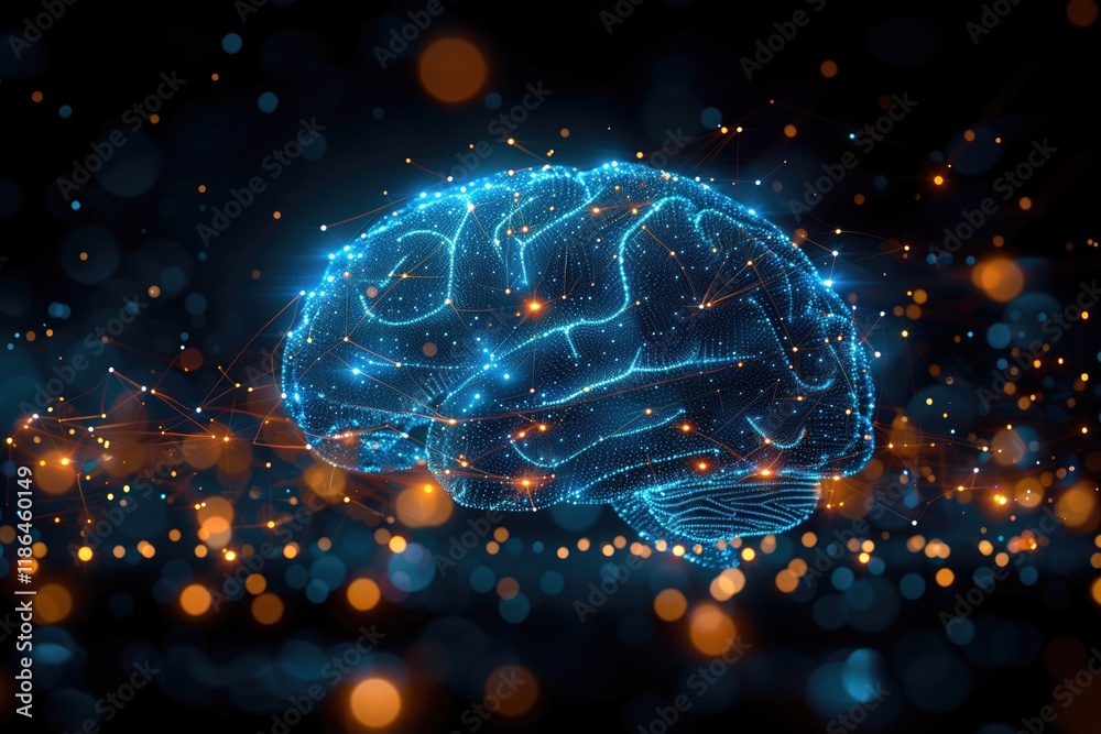 An abstract brain made of interconnected dots and lines, representing neural connections and thought processes An abstract brain made of interconnected dots and lines, representing neural connections and thought processes