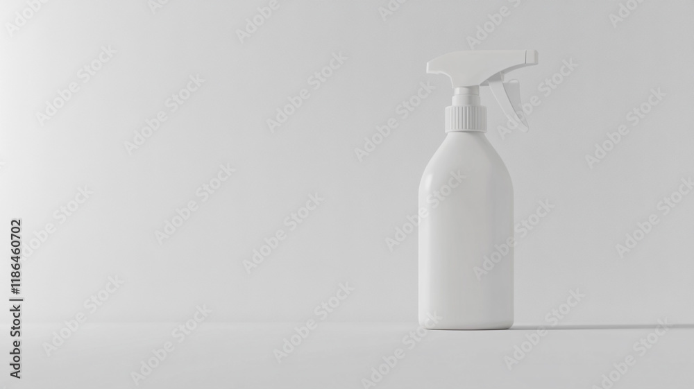White spray bottle with plastic sprayer isolated on a white background White spray bottle with plastic sprayer isolated on a white background
