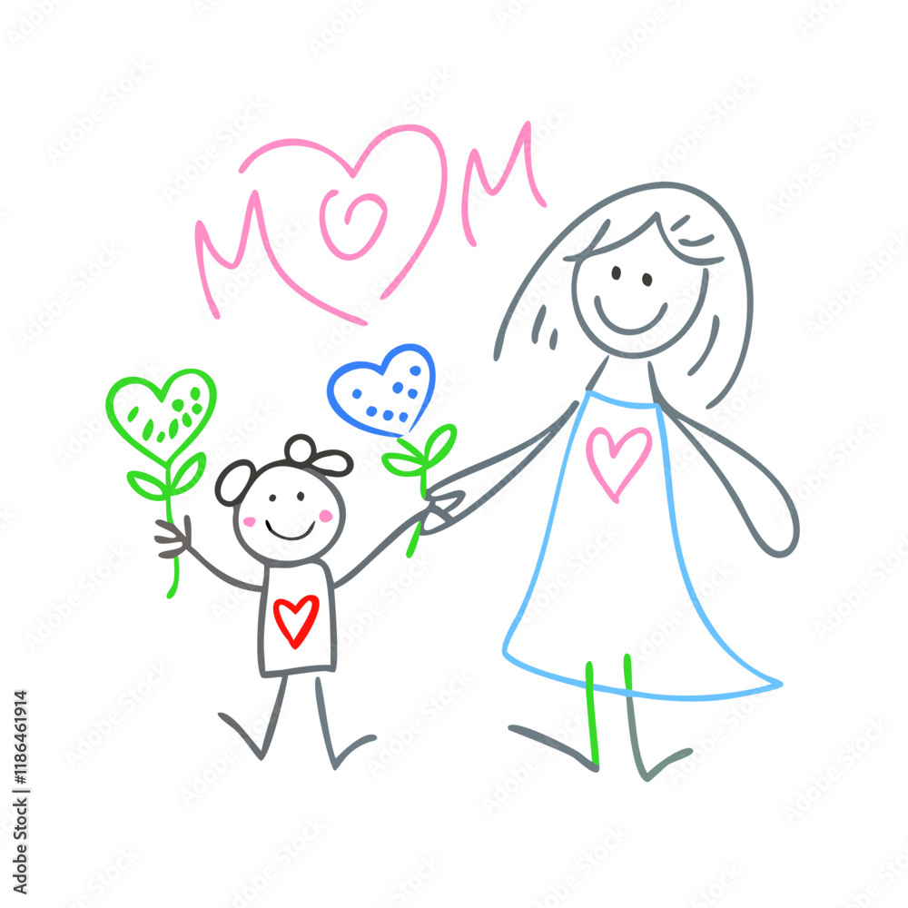 children s drawing for mom vector icon, mother’s day vector illustration - simple illustration of children s drawing for mom perfect for logos, and mother’s day -themed designs. children s drawing for mom vector icon, mother’s day vector illustration - simple illustration of children s drawing for mom perfect for logos, and mother’s day -themed designs.