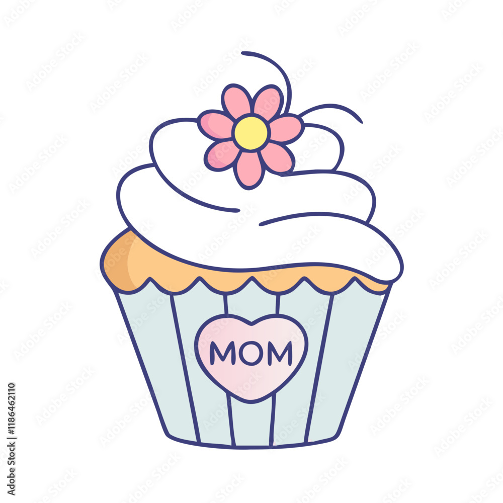 cupcake decorated for mom vector icon, mother’s day vector illustration - simple illustration of cupcake decorated for mom perfect for logos, and mother’s day -themed designs. cupcake decorated for mom vector icon, mother’s day vector illustration - simple illustration of cupcake decorated for mom perfect for logos, and mother’s day -themed designs.