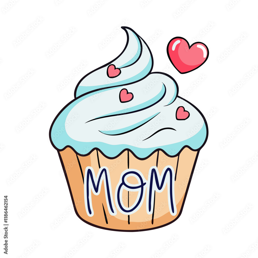 cupcake with mom text vector icon, mother’s day vector illustration - simple illustration of cupcake with mom text perfect for logos, and mother’s day -themed designs. cupcake with mom text vector icon, mother’s day vector illustration - simple illustration of cupcake with mom text perfect for logos, and mother’s day -themed designs.