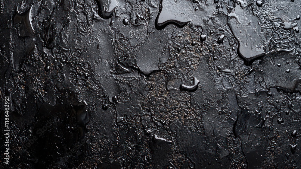 Fototapeta premium Dark textured surface with liquid reflections.