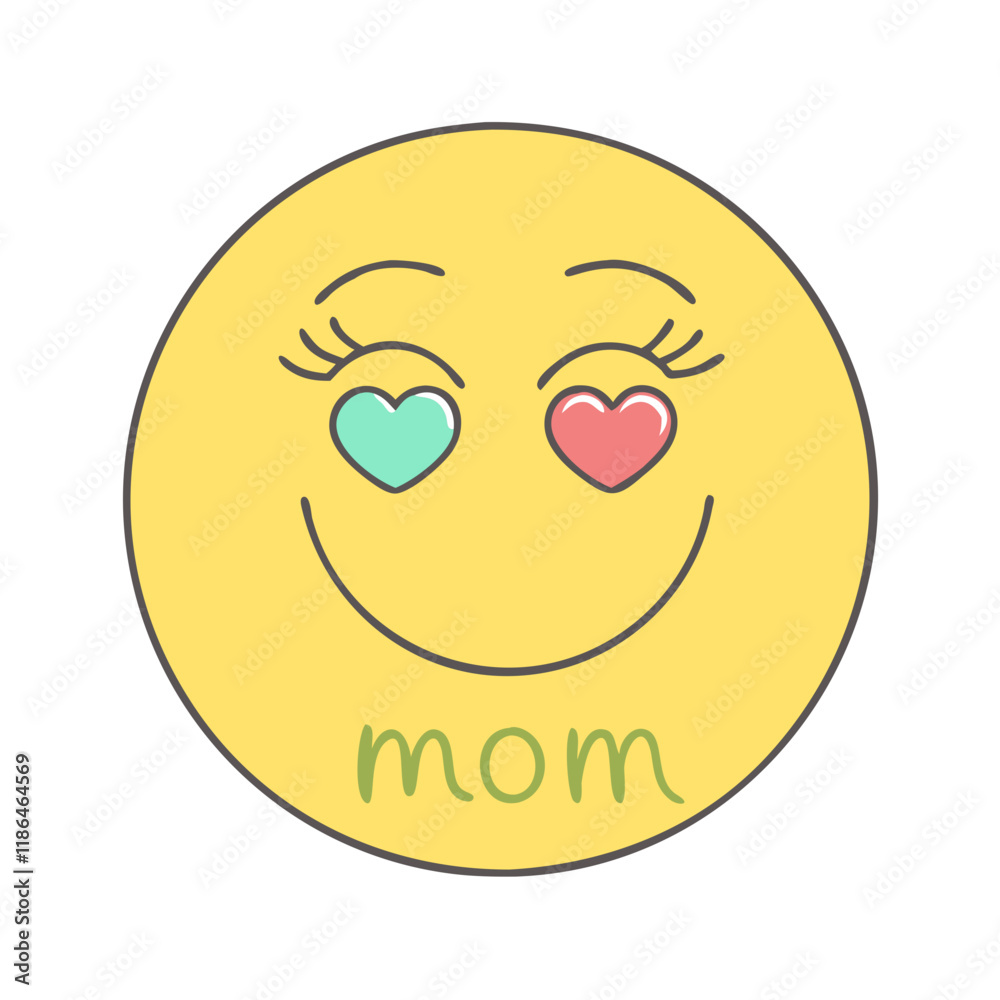 Fototapeta premium mom s smiley face emoji vector icon, mother’s day vector illustration - simple illustration of mom s smiley face emoji perfect for logos, and mother’s day -themed designs.