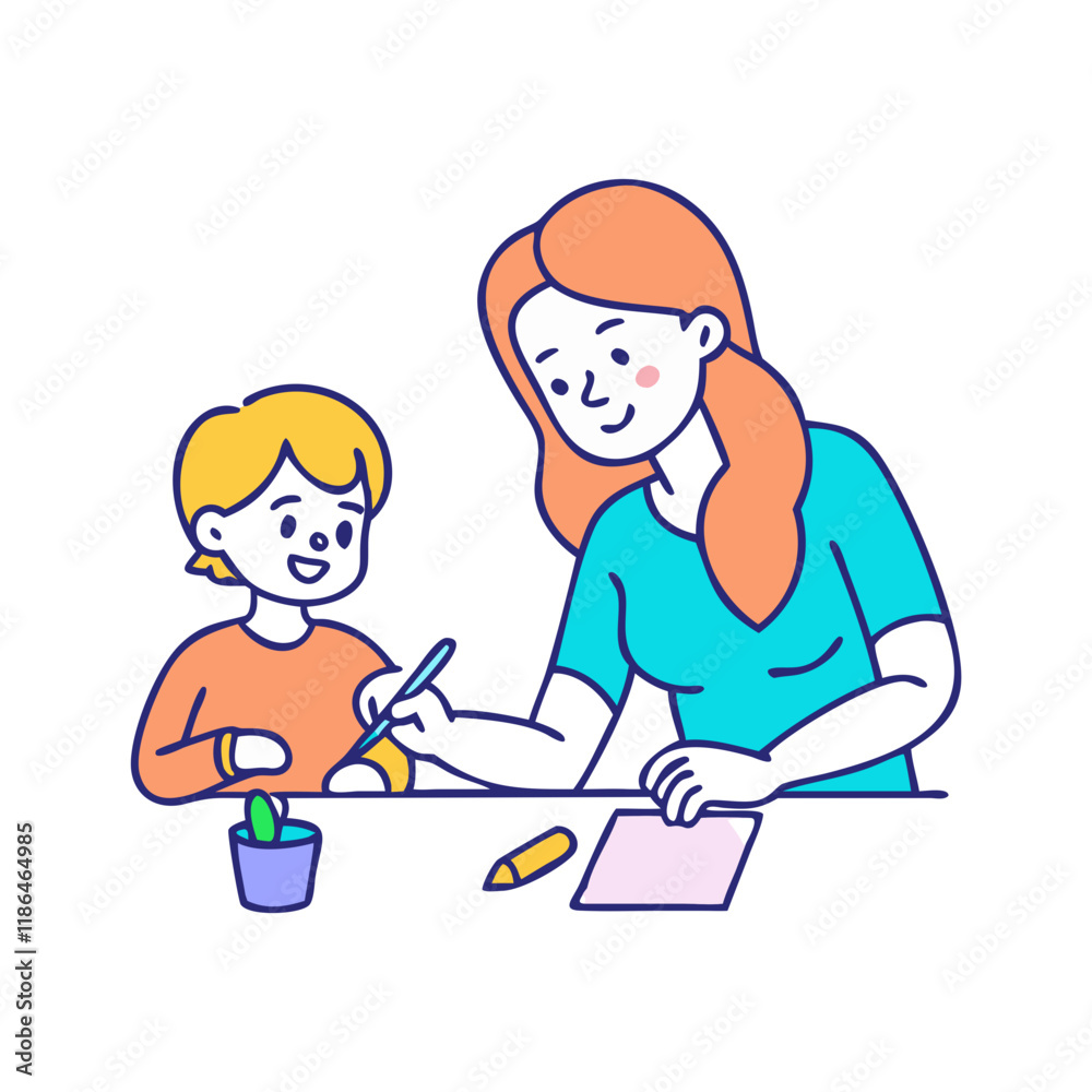 mother and child drawing vector icon, mother’s day vector illustration - simple illustration of mother and child drawing perfect for logos, and mother’s day -themed designs. mother and child drawing vector icon, mother’s day vector illustration - simple illustration of mother and child drawing perfect for logos, and mother’s day -themed designs.