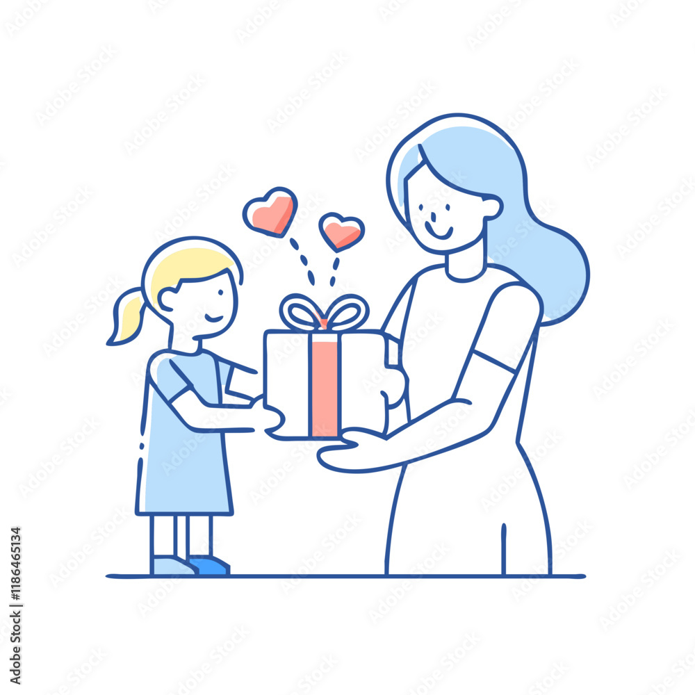 mother receiving gift. vector icon, mother’s day vector illustration - simple illustration of mother receiving gift.perfect for logos, and mother’s day -themed designs. mother receiving gift. vector icon, mother’s day vector illustration - simple illustration of mother receiving gift.perfect for logos, and mother’s day -themed designs.