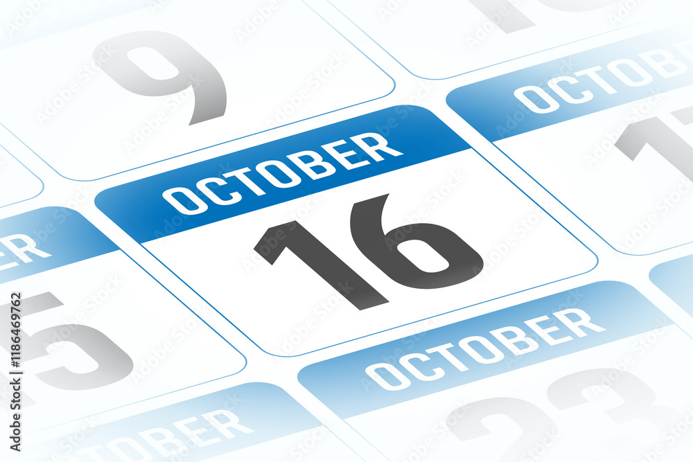 16 October calendar day vector illustration 16 October calendar day vector illustration