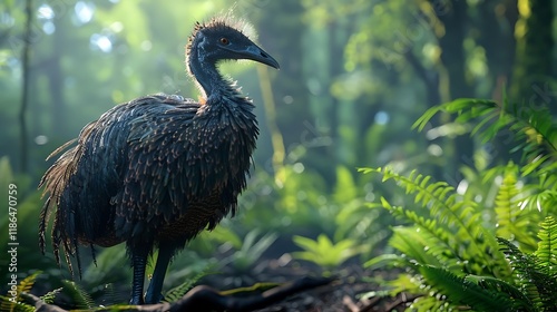 Haast's Eagle was a massive, extinct bird of prey native to New Zealand. It had a wingspan of up to 3 meters and weighed around 15 kilograms, making it the largest eagle known. This apex predator hunt photo