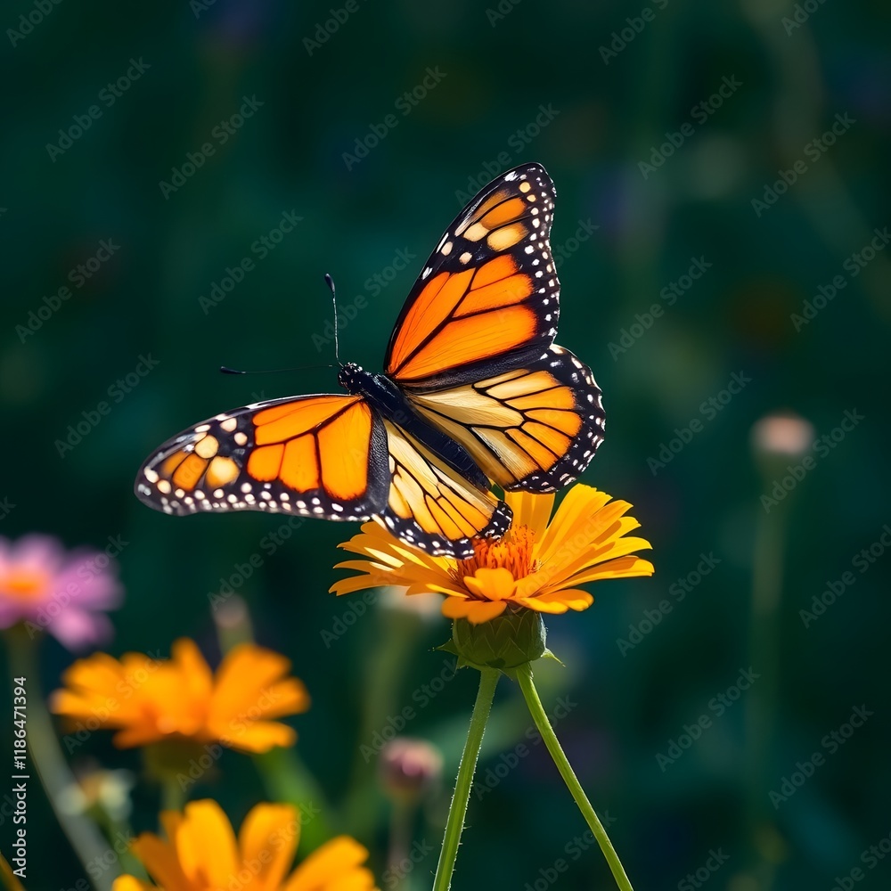 Naklejka premium butterfly on flower