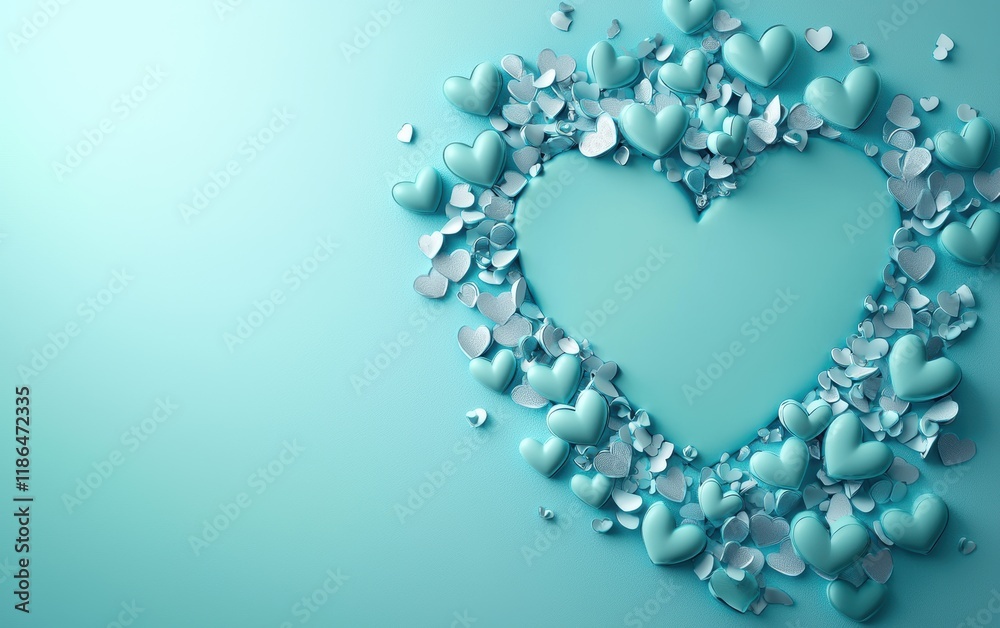 Obraz premium Saint Valentines Day cyan background
