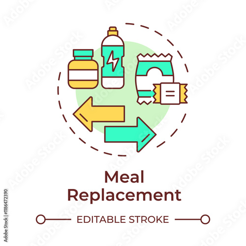 Meal replacement multi color concept icon. Healthy food, products. Health care. Round shape line illustration. Abstract idea. Graphic design. Easy to use in infographic, presentation