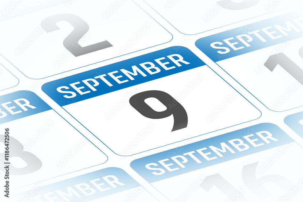 9 September calendar day vector illustration 9 September calendar day vector illustration