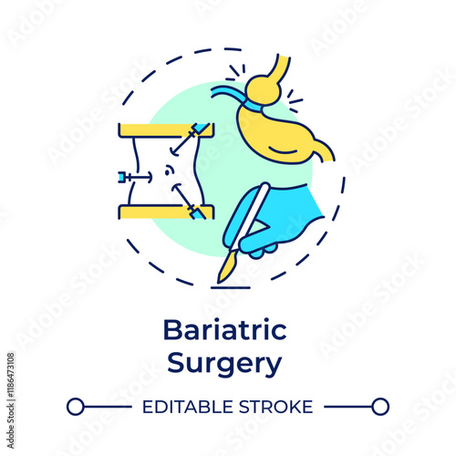 Bariatric surgery multi color concept icon. Medical operation, anatomy. Obesity management. Round shape line illustration. Abstract idea. Graphic design. Easy to use in infographic, presentation