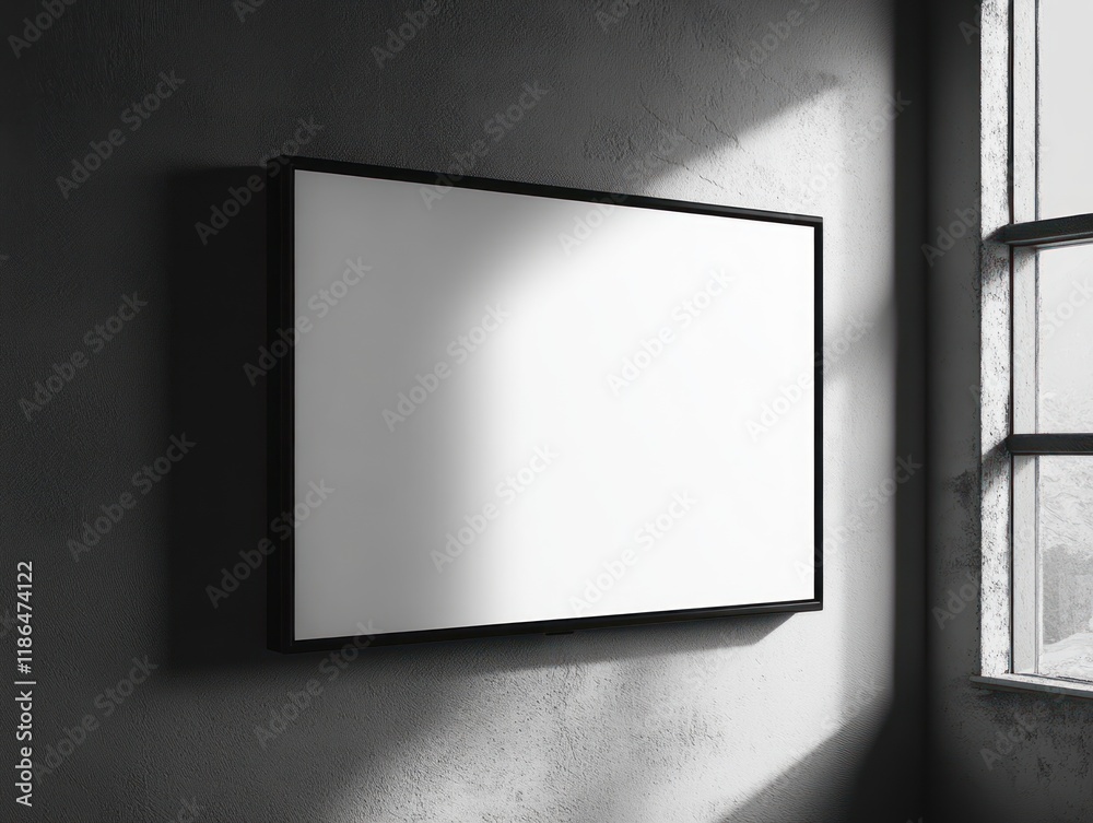 Blank horizontal frame on textured wall. Blank horizontal frame on textured wall.