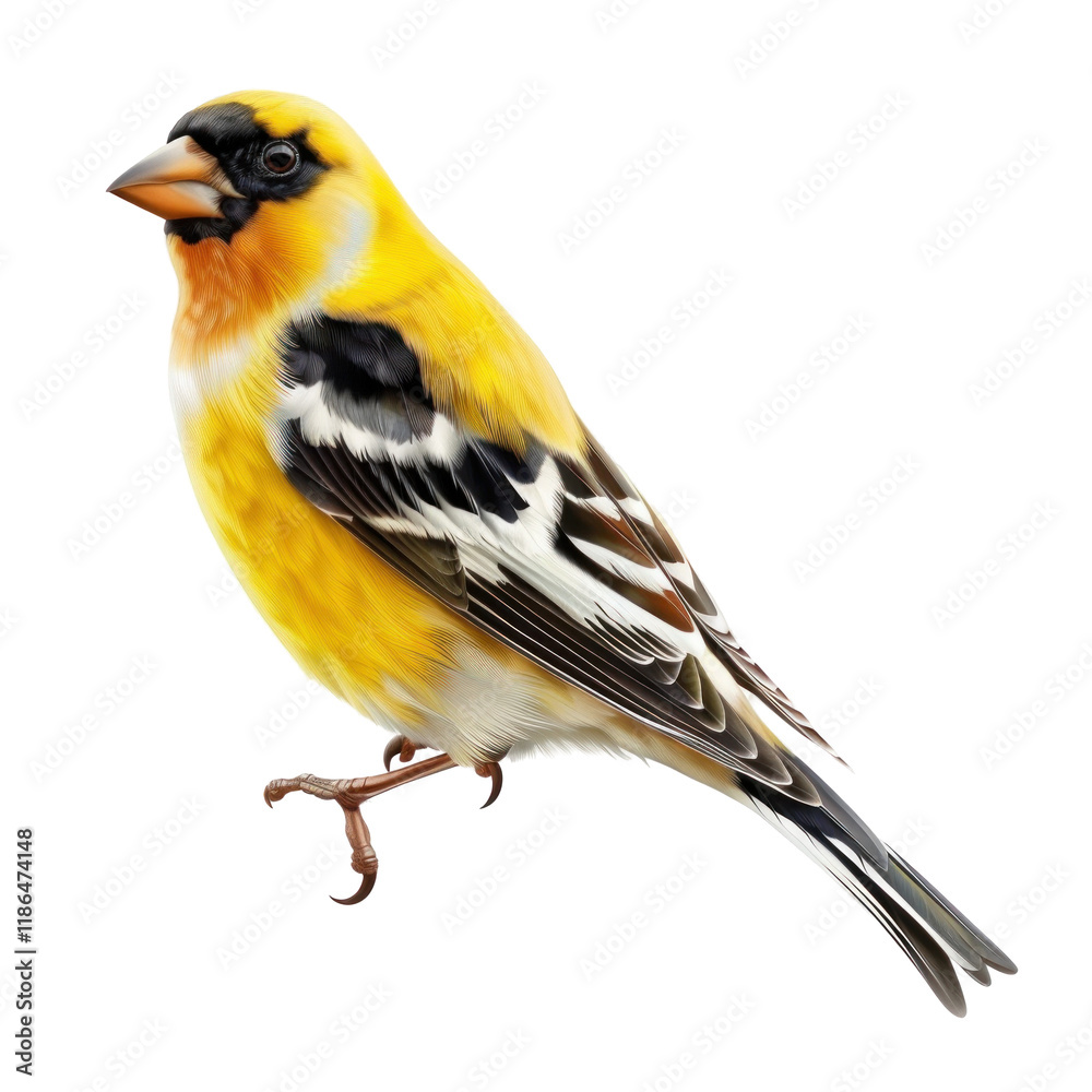 Fototapeta premium Detailed Portrait of a Vibrant Goldfinch Isolated on a Clean transparent background for Photorealistic Representation