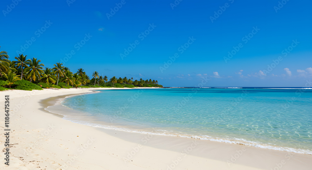 Beautiful tropical empty beach sea ocean with on blue sky background Beautiful tropical empty beach sea ocean with on blue sky background