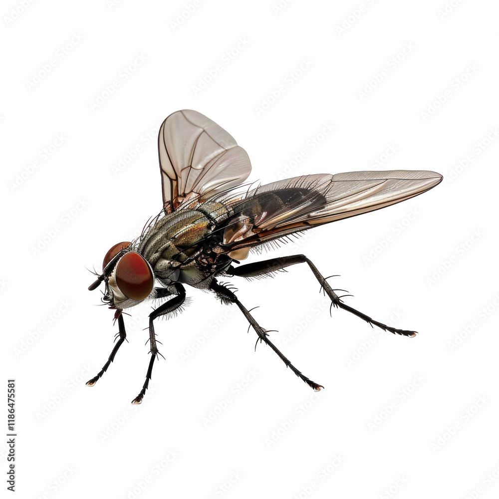 Detailed Close-up of a Fly on a Clean transparent background for Photorealistic Renderings and Illustrations Detailed Close-up of a Fly on a Clean transparent background for Photorealistic Renderings and Illustrations