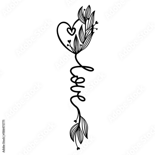 A heart adorned with flowers and text representing love, perfect for family-themed vector illustrations and decor elements