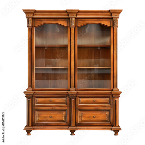 Elegant Hutch on Isolated Clean transparent background with Photorealistic Detailing and Classic Design Elements photo