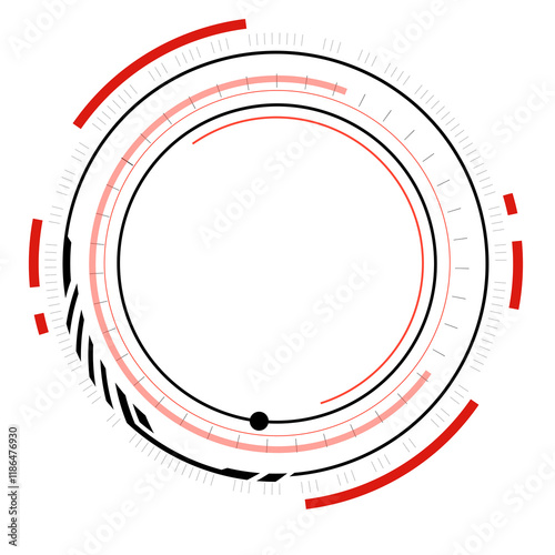 Circle HUD Digital technology style line and element on transparent background