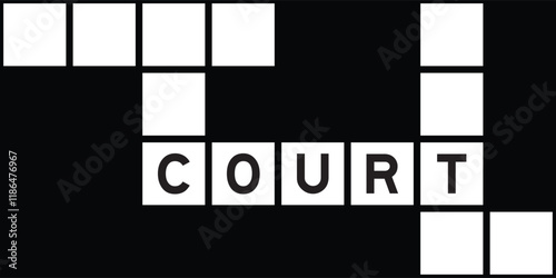 Alphabet letter in word court on crossword puzzle background