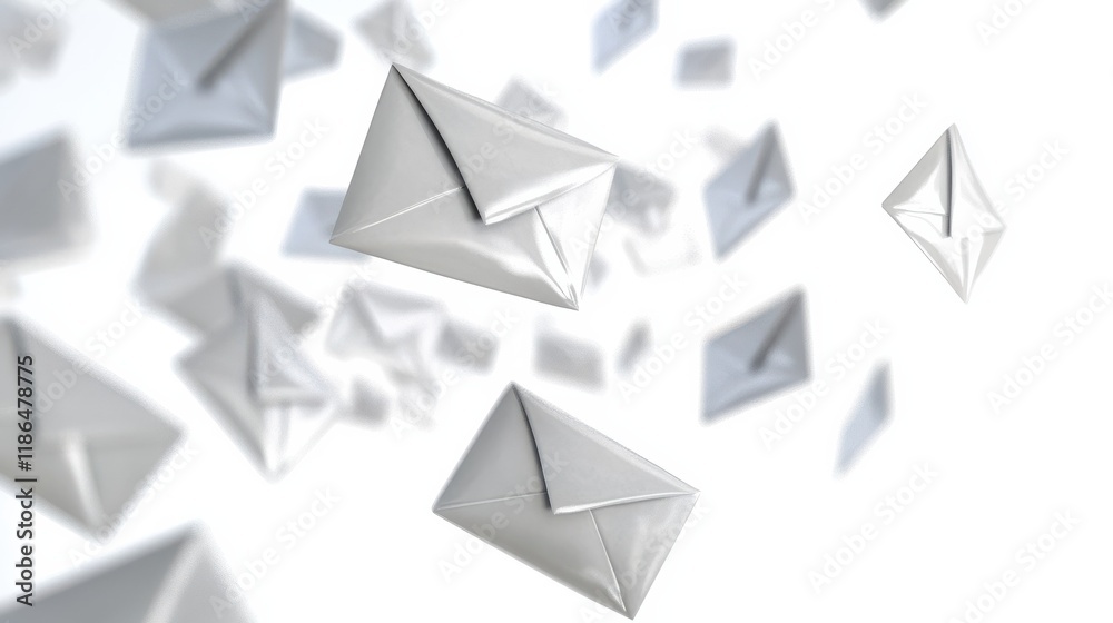 Email marketing concept showing company sending multiple e-mails or digital newsletters to customers, isolated on a white background with a focus on digital communication. illustration Email marketing concept showing company sending multiple e-mails or digital newsletters to customers, isolated on a white background with a focus on digital communication. illustration