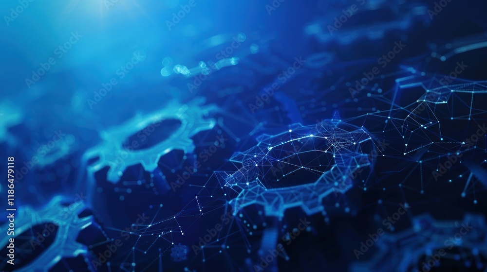 Obraz premium Abstract Digital Gears in a Networked World