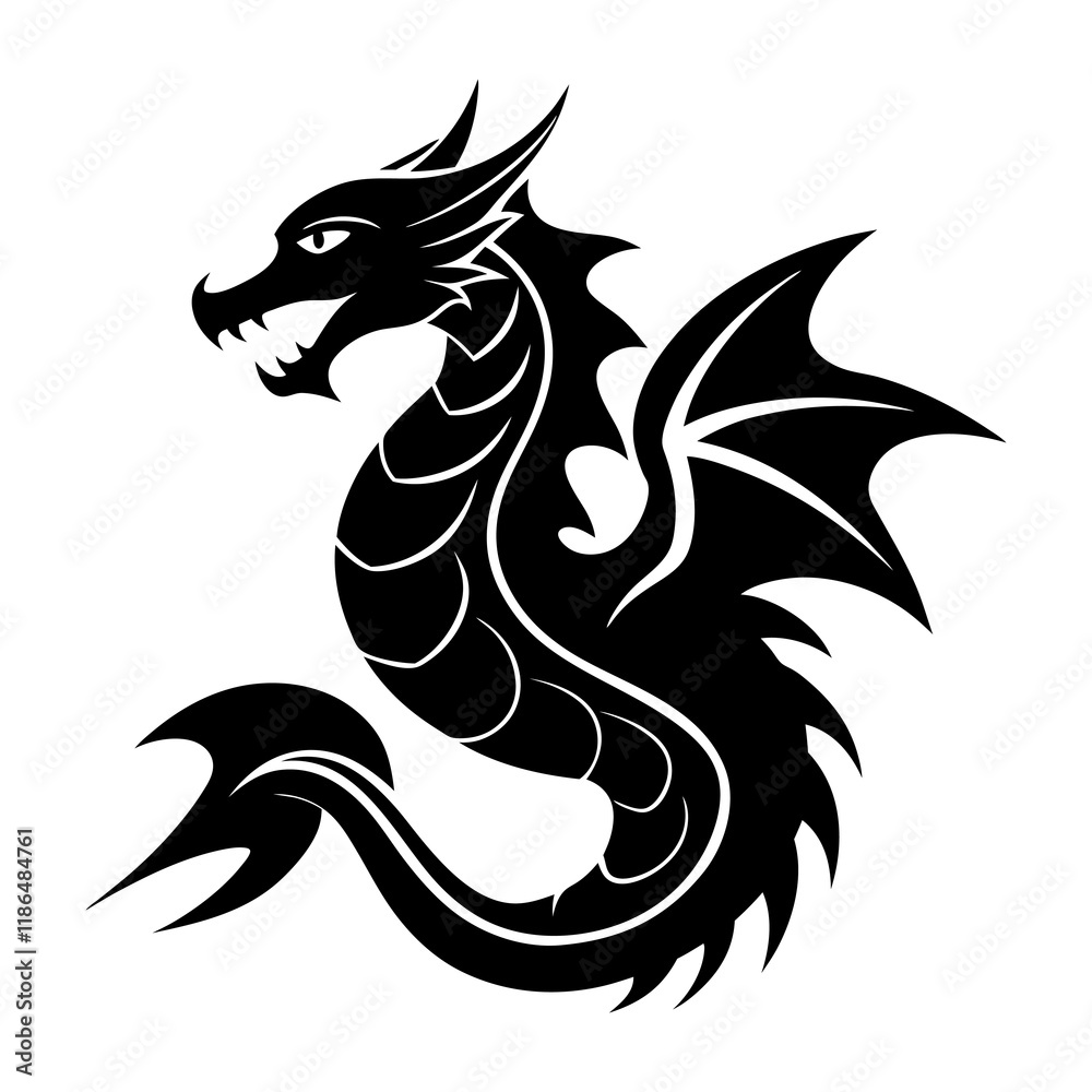Water Dragon mascot logo vector silhouette Water Dragon mascot logo vector silhouette
