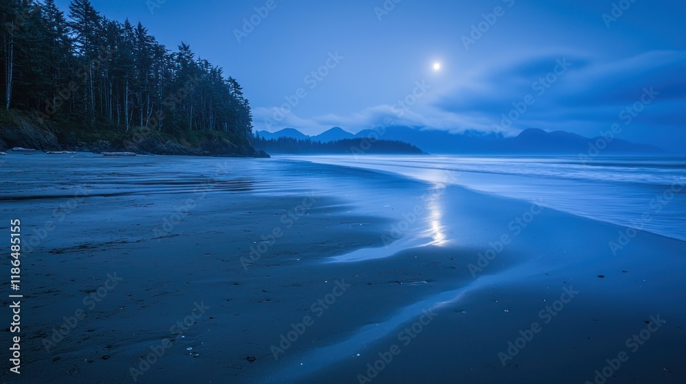 Moonlit Beach with Cool Tones Moonlit Beach with Cool Tones