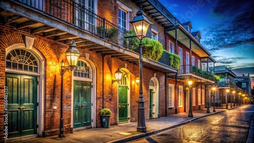 Experience New Orleans' French Quarter after dark.  Photograph gaslit streets and stunning historic buildings.