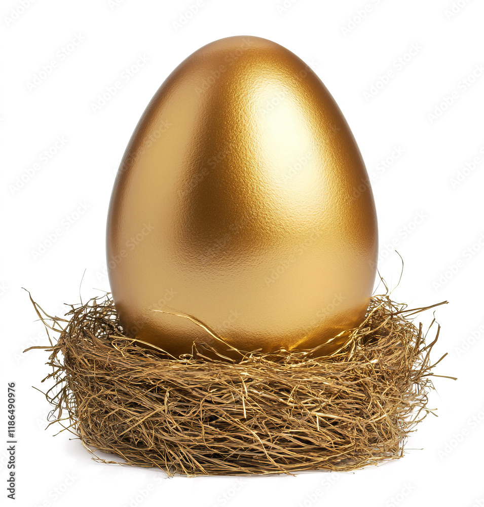 Fototapeta premium golden egg with straw in the nest