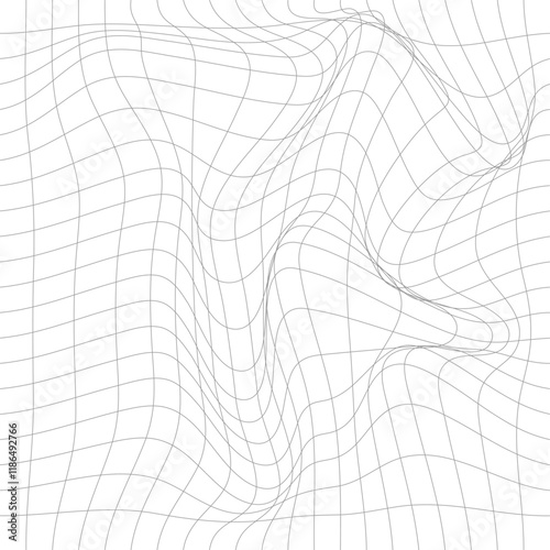 Abstract Geometric Wireframe Design with Smooth Flowing Lines and Interwoven Grid Patterns, Perfect for Technology, Minimalist Art, and Modern Graphic Design