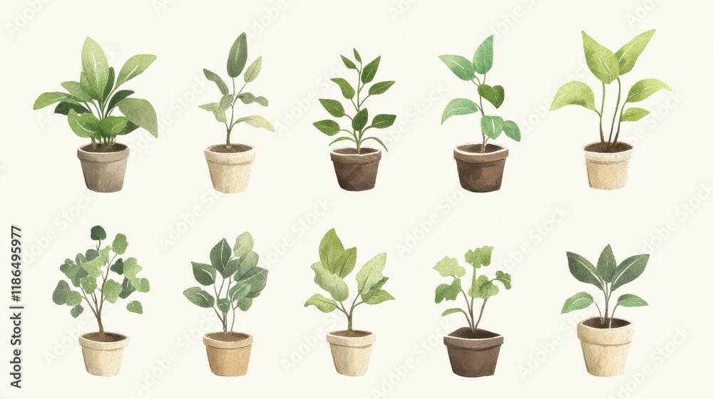 A set of illustrations representing financial growth, including graphs, plants, and money. illustration A set of illustrations representing financial growth, including graphs, plants, and money. illustration