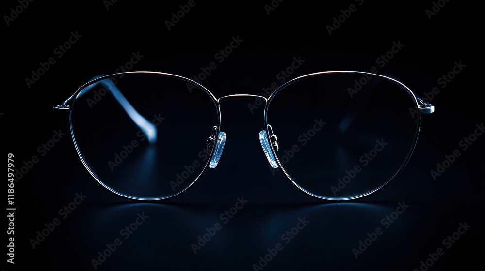 Stylish Eyeglasses on Black Background Stylish Eyeglasses on Black Background