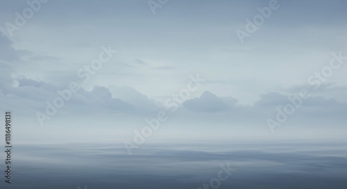 Serene Misty Landscape Calm Sky Clouds Fog Horizon