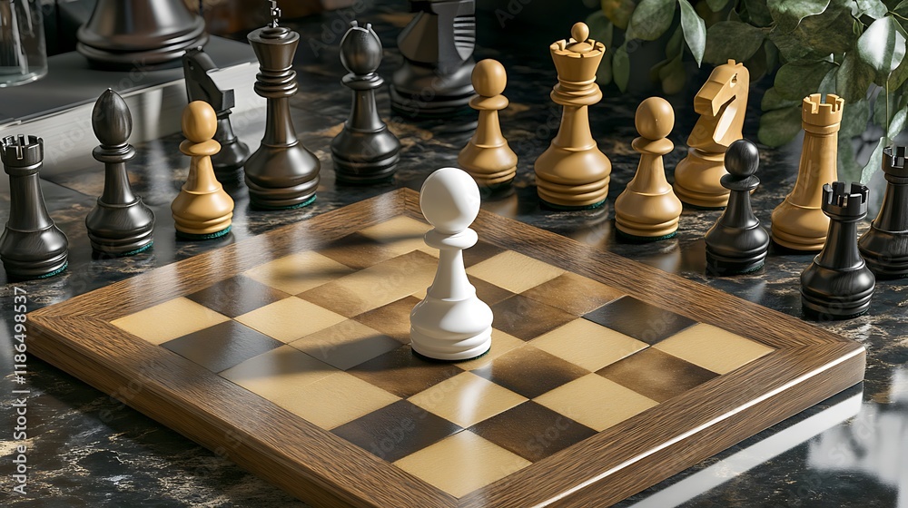 White pawn chessboard strategy game home office. White pawn chessboard strategy game home office.